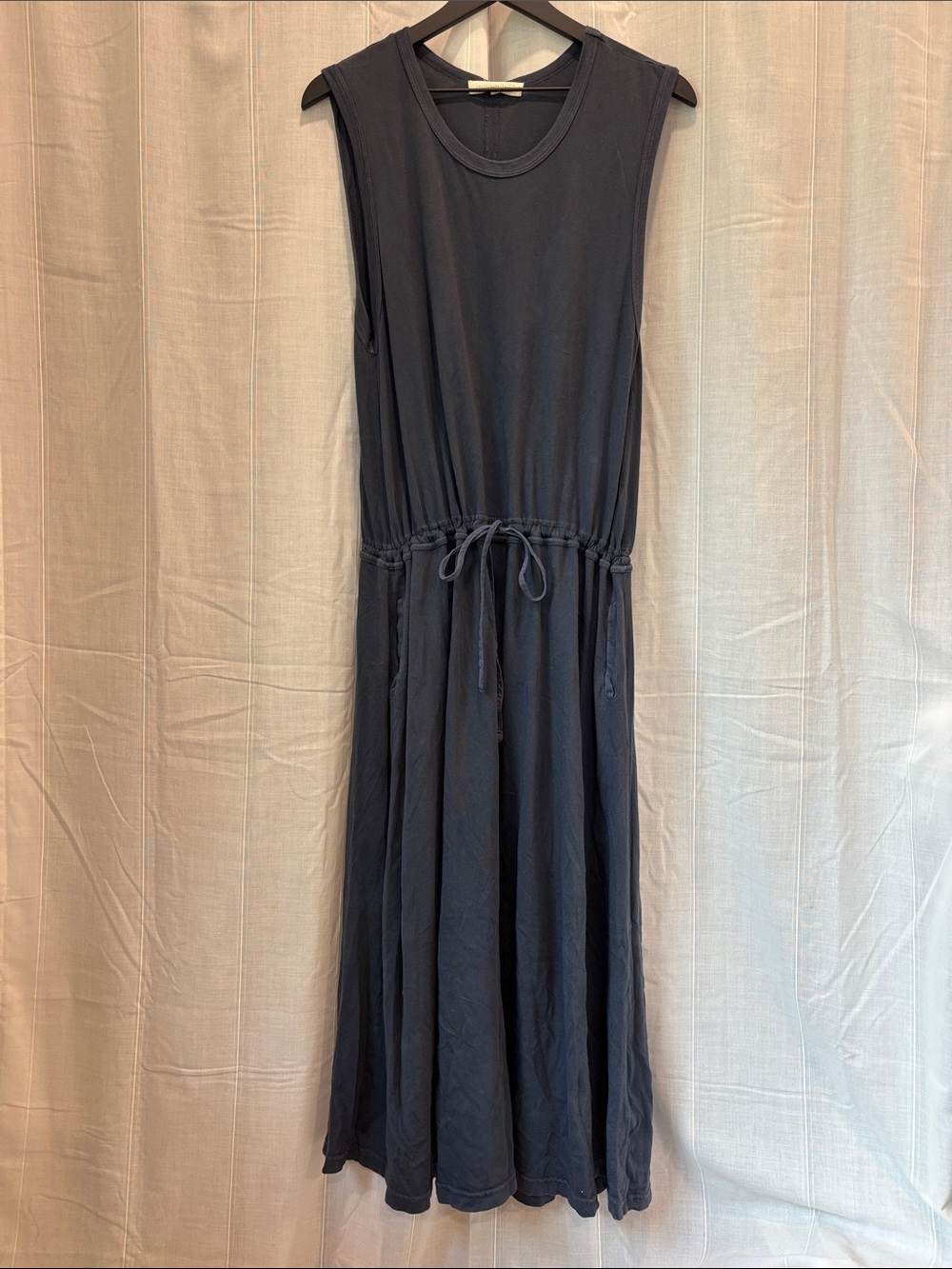Hansel From Basel Sleeveless Navy Drawstring Waist Maxi Dress